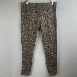 Pact Womens Go-To Pocket Yoga Leggings Organic Cotton Animal Print Brown Green M
